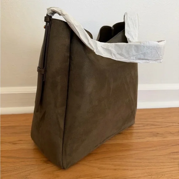 Zara Maxi Bucket Bag with Metal Ring in Sage - Picture 7 of 9